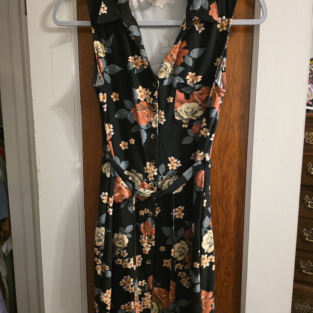 No Boundaries Black Floral Midi Dress
